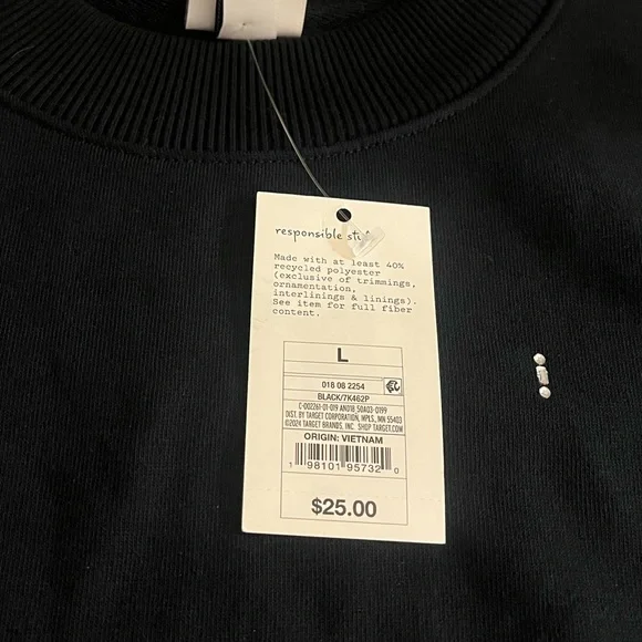 A New Day Long Sleeve Embellished Sweatshirt Womens Large Black Relaxed Fit NWT - Picture 8 of 10